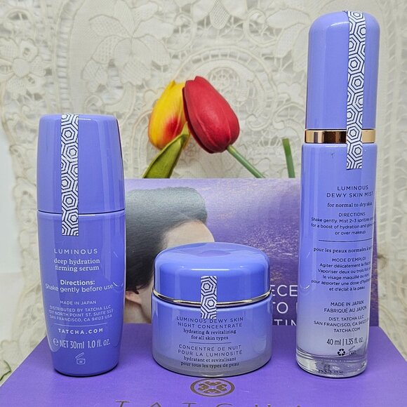 Tatcha Luminous Overnight Memory Serum Concentrate/Luminous Serum/Dewy Spray Set - Picture 2 of 3